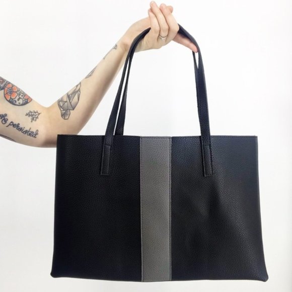 Vince Camuto Handbags - Vince Camuto : Black and Gray Vegan Leather Tote